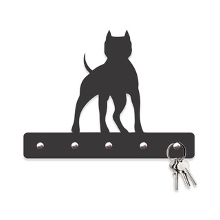 Porta Chaves Porta Chaves Pitbull em Mdf Vazado de 3mm Preto Fosco
