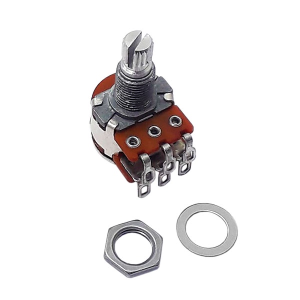 Potenciômetro Duplo Center Click Para Balanço de Captadores Guitarra e Baixo 100k 18/16mm Alpha