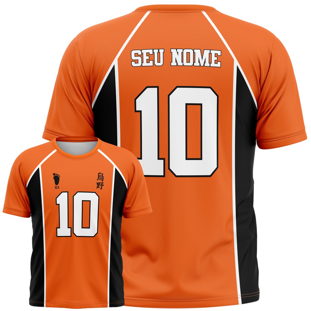 Camiseta Cosplay Uniforme Haikyuu Karasuno High School Laranja