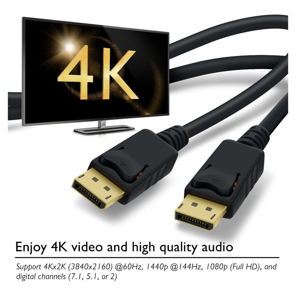 JS TECH Cabo Displayport 1.4a FREESYNC 144Hz 8K 1.8m Blindado