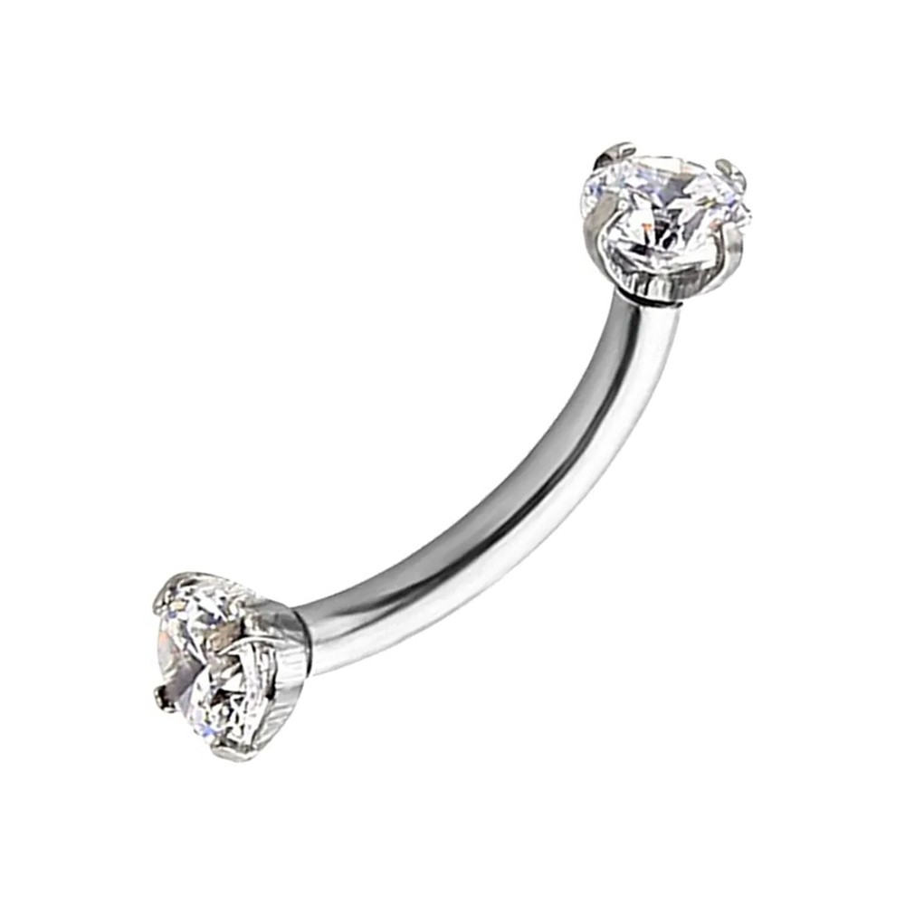 Piercing Banana 8mm Rook Aço pedra Zircônias Nas Duas Pontas curvo ponto de luz prata prateado em Oferta na Shopee
