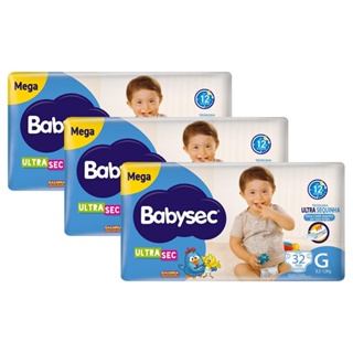 Kit 3 Fraldas Babysec Galinha Pintadinha Ultrasec Mega Tamanho G 32 unidades cada em Oferta na Shopee