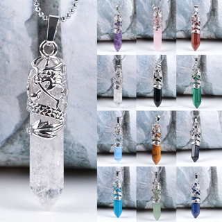 Pingente De Cristal Dos Homens Do Chakra Cura Natural Hexagonal Reiiki Pedra Preciosa Colar Yoga Meditação Jóias Mineral Dragão