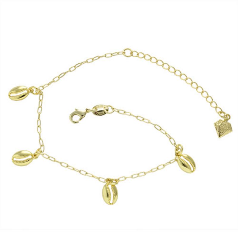 Pulseira folheada a prata ou folheada ouro com pingentes em forma de búzios