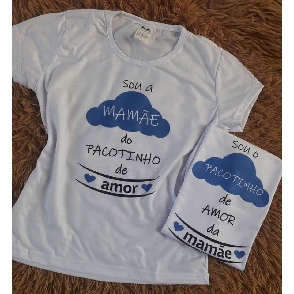Kit Camiseta Pacotinho de Amor Pai e Filho Mãe Envio Imediato Infantil Body