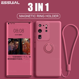 Magnetic Ring Holder Silicone Case For Samsung Galaxy S21 Plus Ultra Soft Liquid Cover
