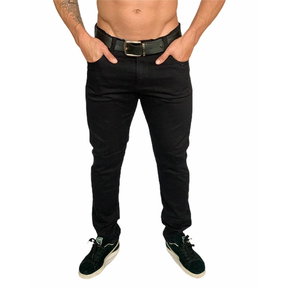 Calça jeans preta hot sale bolso faca masculina