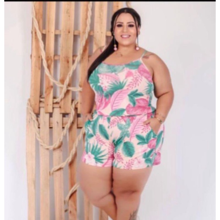 macaquinho de alcinha plus size com bolsinho em viscolaycra G 3veste até 54