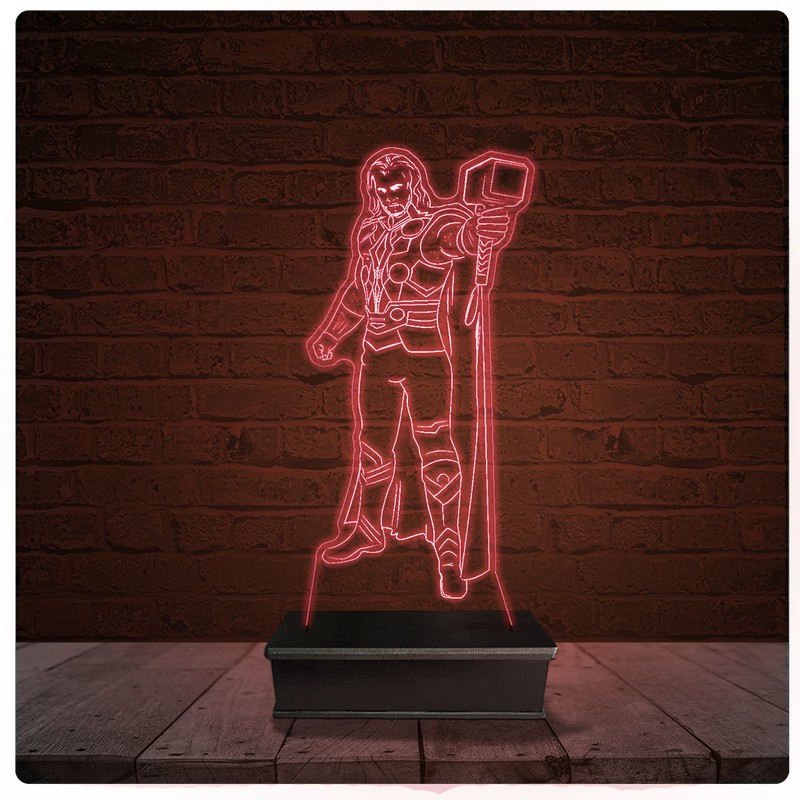Abajur Luminária Acrílico Led - Thor Vingadores Marvel 05