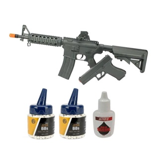 Kit Rifle M4 + Pistola V307 Airsoft Spring Rossi + 2000 BBs em Oferta na Shopee