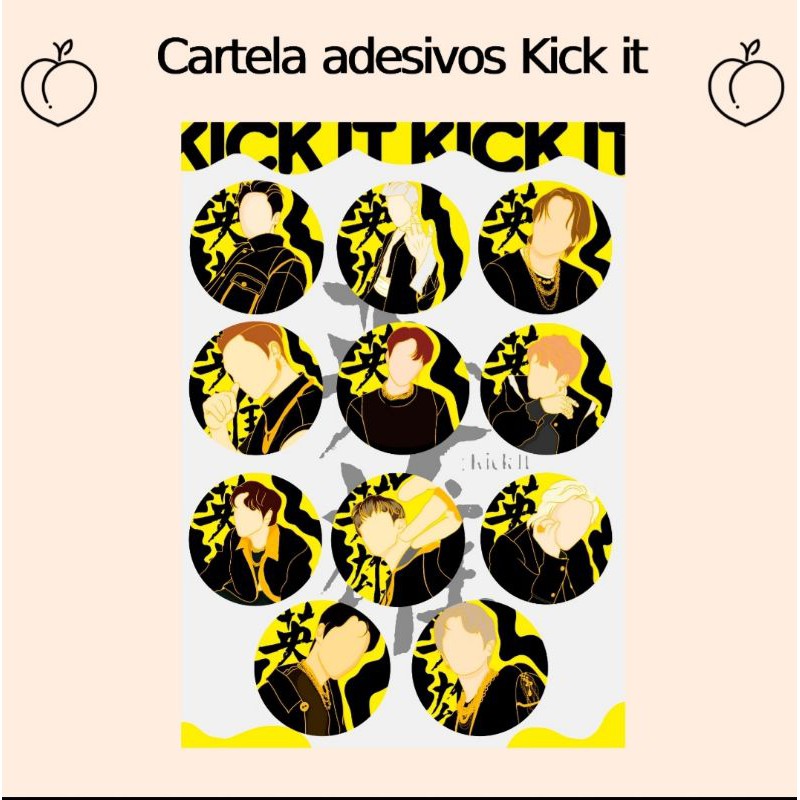 Cartela de adesivo Kick It | Shopee Brasil
