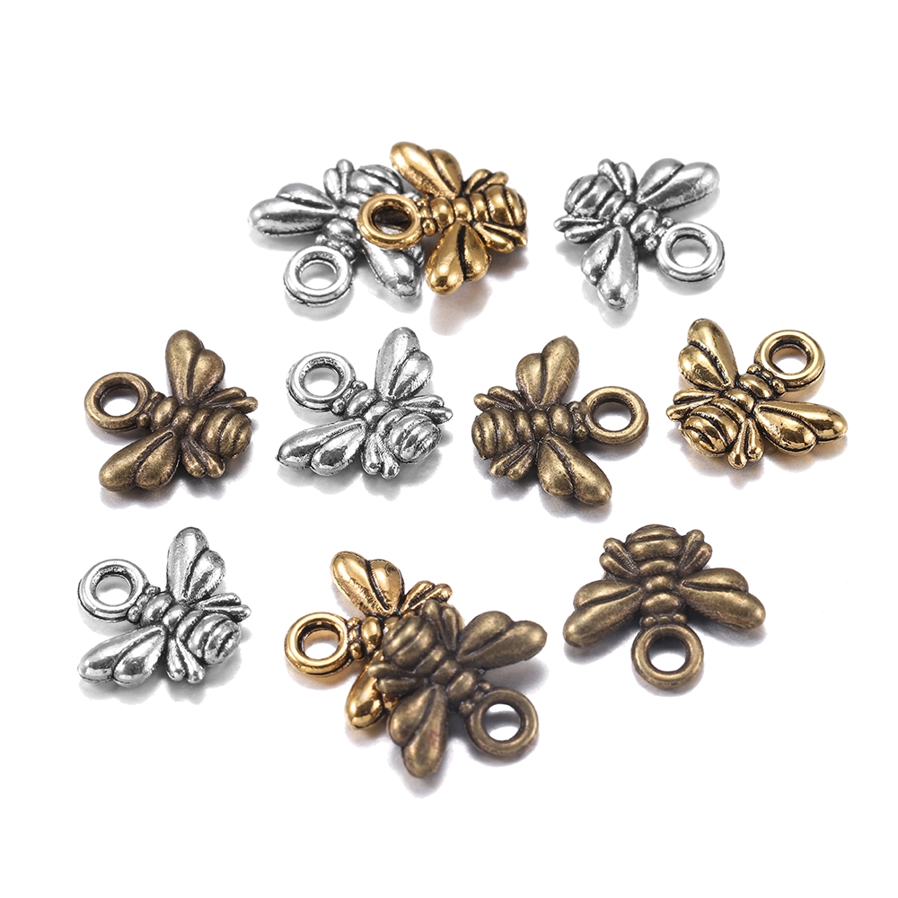 40 Pcs Antique Silver Tone Bumble Bee Melbee Insetos Charme Pingentes De Contas Para Colar Pulseira Brinco Fazer Jóias Suprimentos