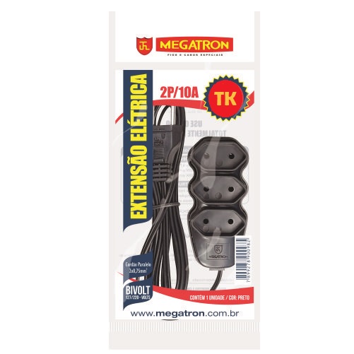 Extensão Elétrica -- Megatron 10a - Paralelo 2P - 10 Metros em Oferta na Shopee