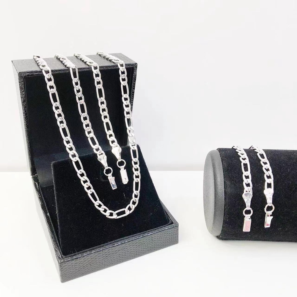 Conjunto Corrente É Pulseira 2 modelos 3x1 é 1x1 Banhada A Prata 925 top 60cm 4mm Masculino