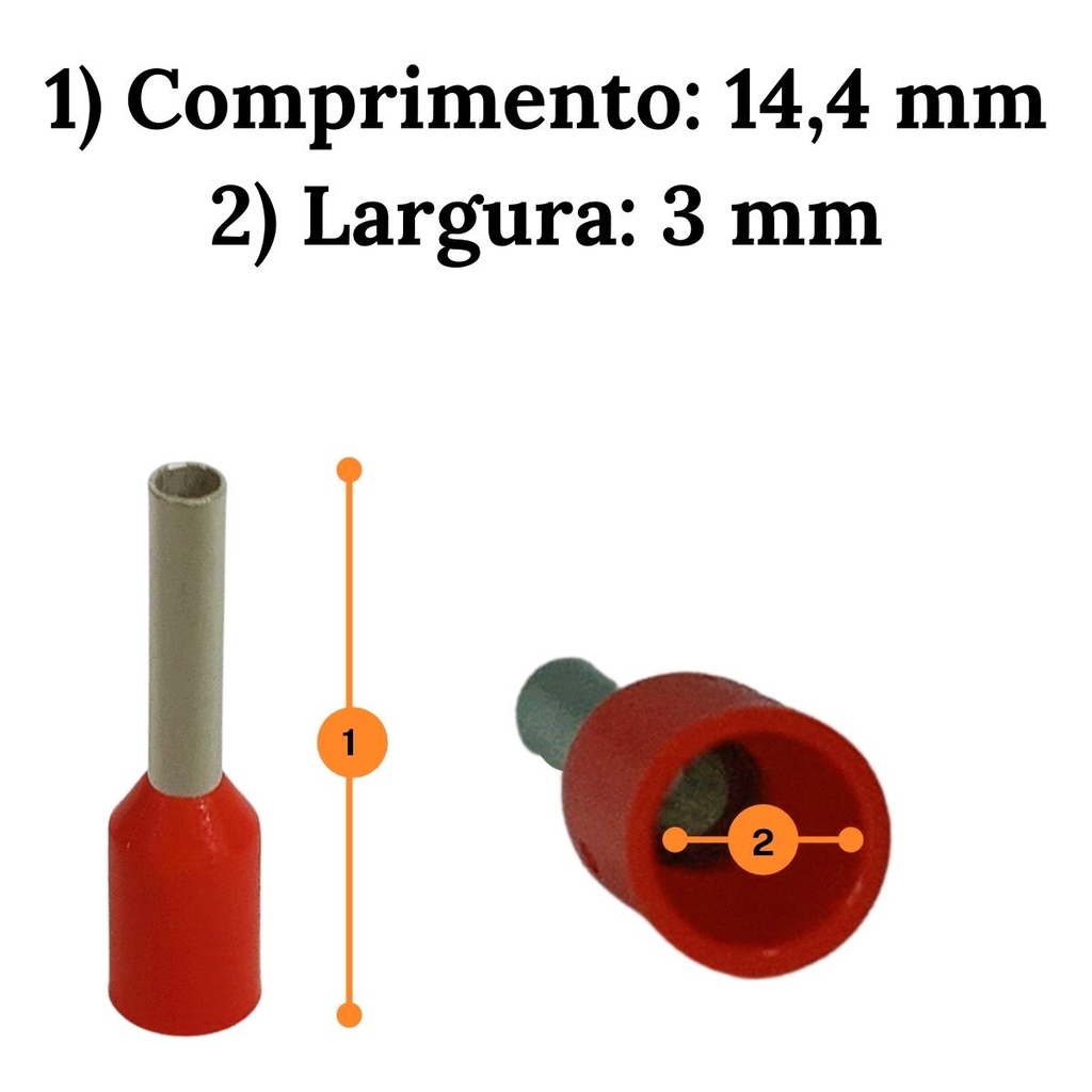 Kit 50 Unidades Terminal Tubular Ilhós Pré Isolado Vermelho 1mm Resistente Conectores Elétricos Tubulares Conectores · foto 2