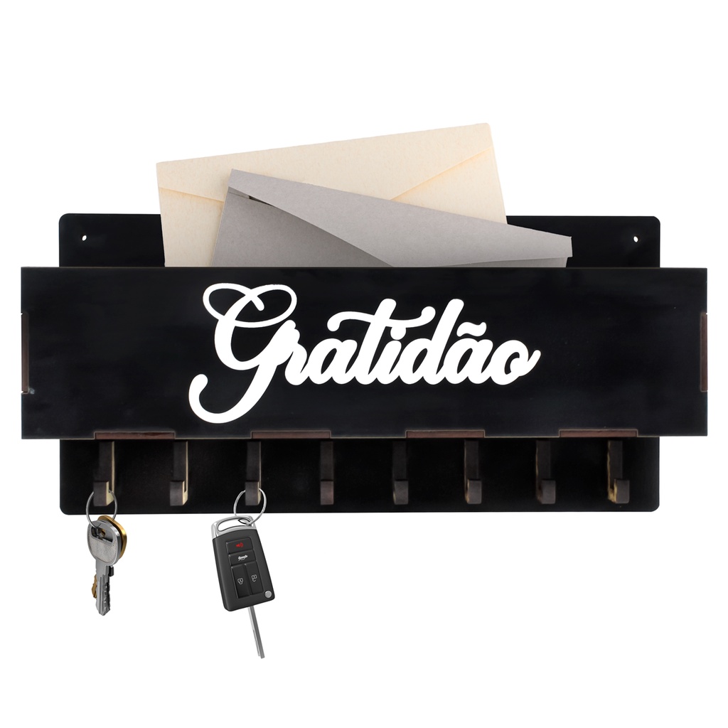 Porta Chaves Suporte 15x30cm Pendurador Gratidão em Oferta na Shopee