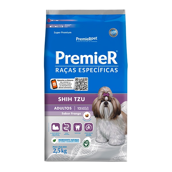 Ração Premier Raças Específicas Shih Tzu para Cães Adultos Sabor Frango - 2,5Kg