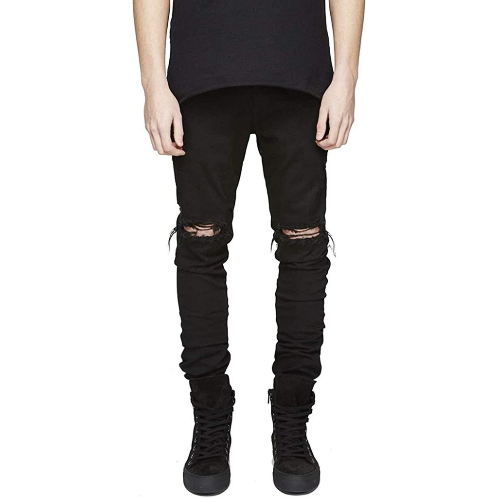 Calça Masculina Rasgada Slim Preta