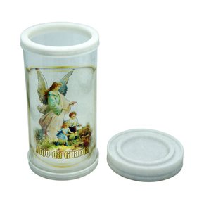 Porta Vela em Vidro e Mármore Anjo da Guarda 18cm