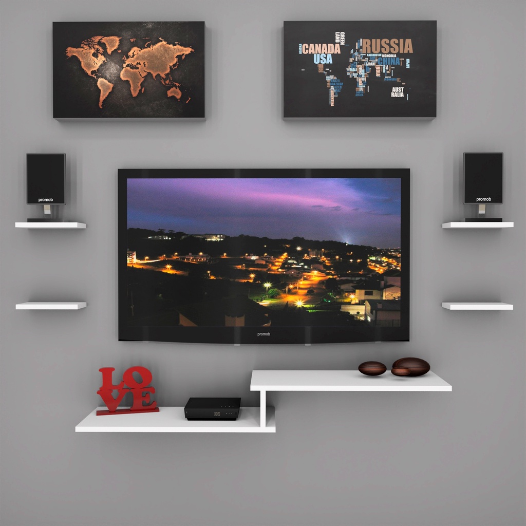 Rack Suspenso Para Quartos E Salas Com 4 Prateleiras