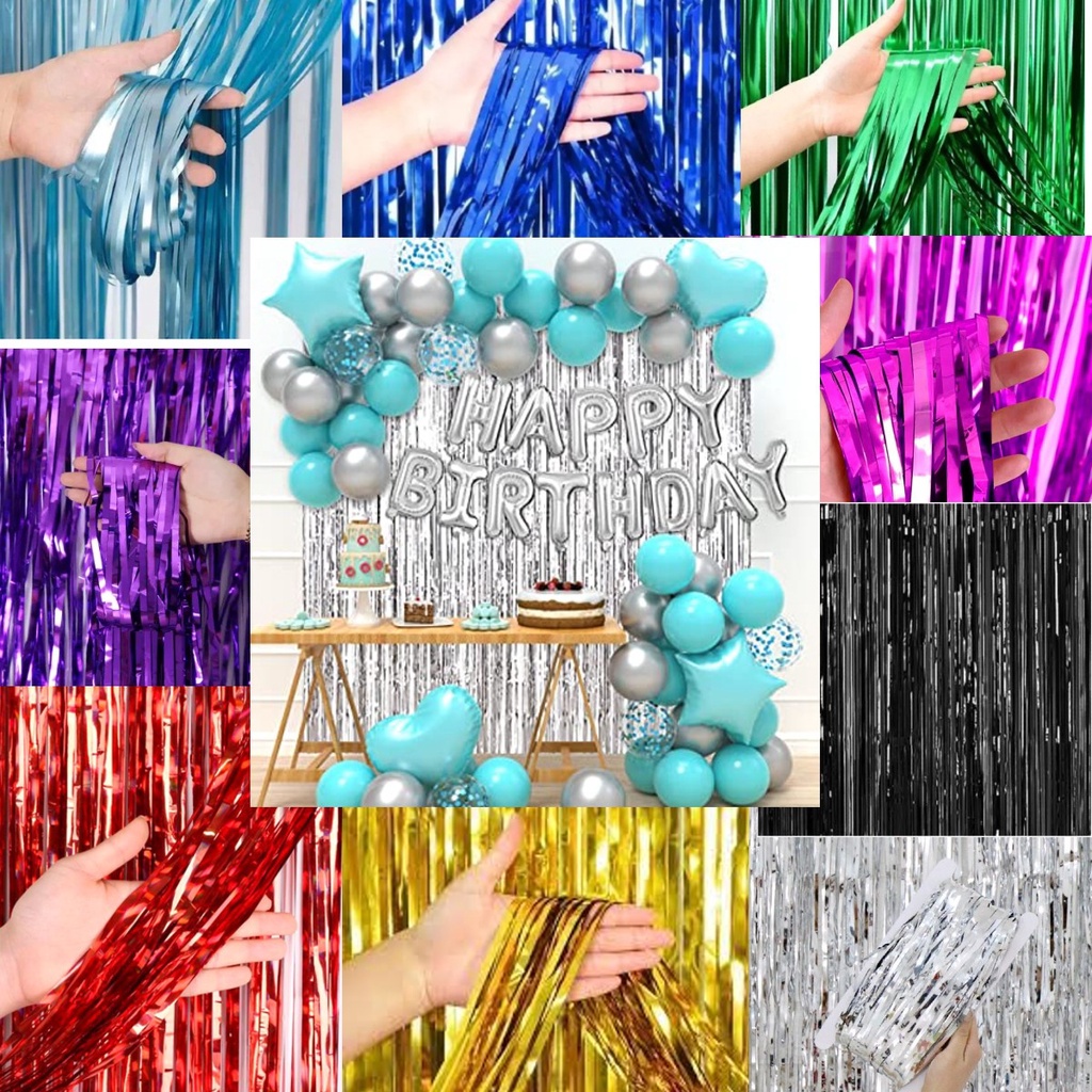 Cortina Fita Metalizada Franja Para Festa 2m x 1m Oferta Decoração Varias Cores. em Oferta na Shopee