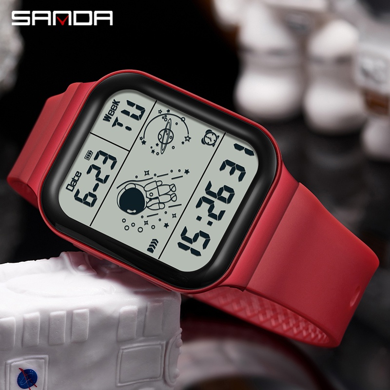 SANDA Relógios Esportivos Masculinos De Moda Contagem Regressiva À Prova D'água Militares Digitais LED 6052-8 - Watches
