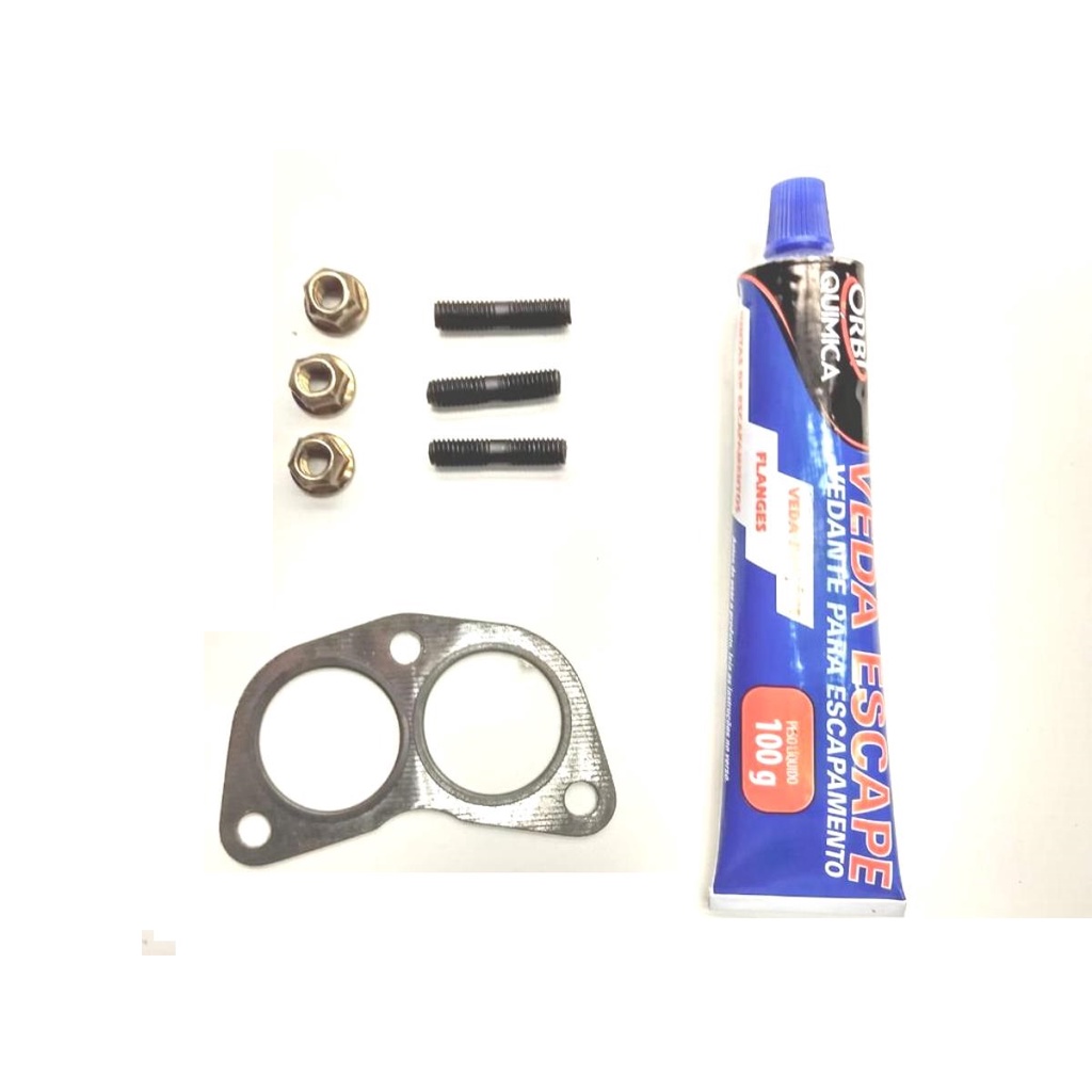 Kit Junta + estojos + porca + veda  Escapamento Ford Pampa - 1.6 Cht 81....84 / corcel e belina 2 cht - 79...84