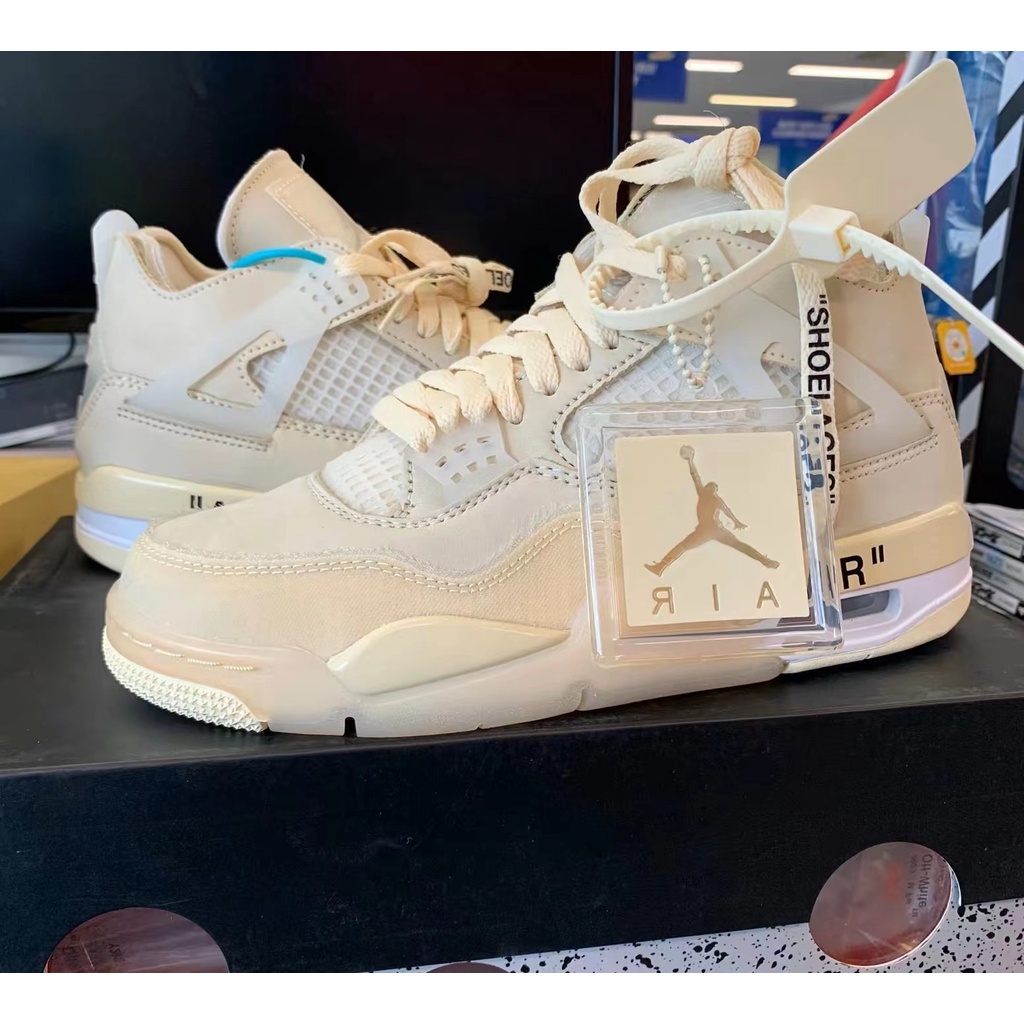 NKE Air Jordan 4 Tênis De Basquete , Estoque Pronto Retro SP Cream