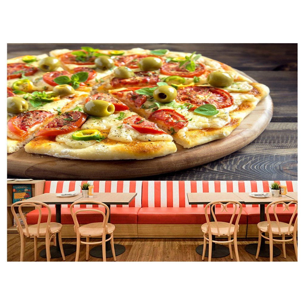 papel de parede Alimento Pizza Queijo 3D 10m² AL137