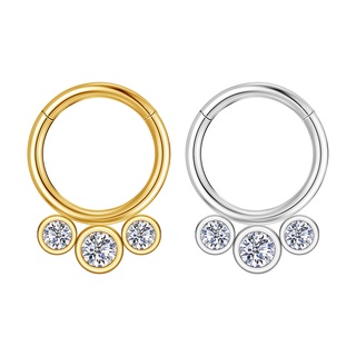 Piercing Argola Indiano Três Pedras Zircônia Aço Cirúrgico | Helix, Septo, Rook, Conch, Nariz