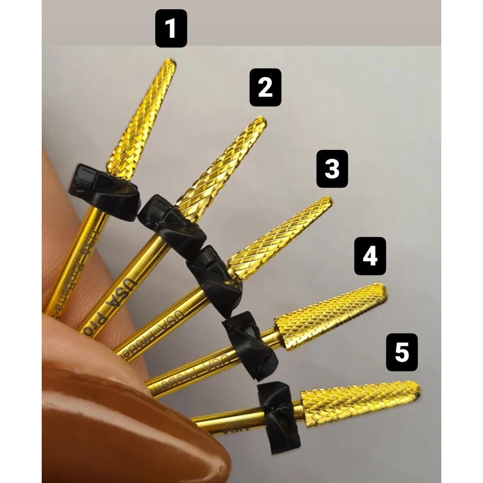 Broca dourada tungstenio original proberra para cuticula, nivelamento, limpeza, acabamento...