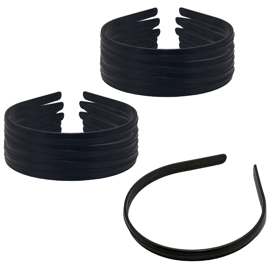 Kit 24 Tiara Arco Plástica Simples Preta Lisa 10mm/1cm Costumizar/forrar em Oferta na Shopee