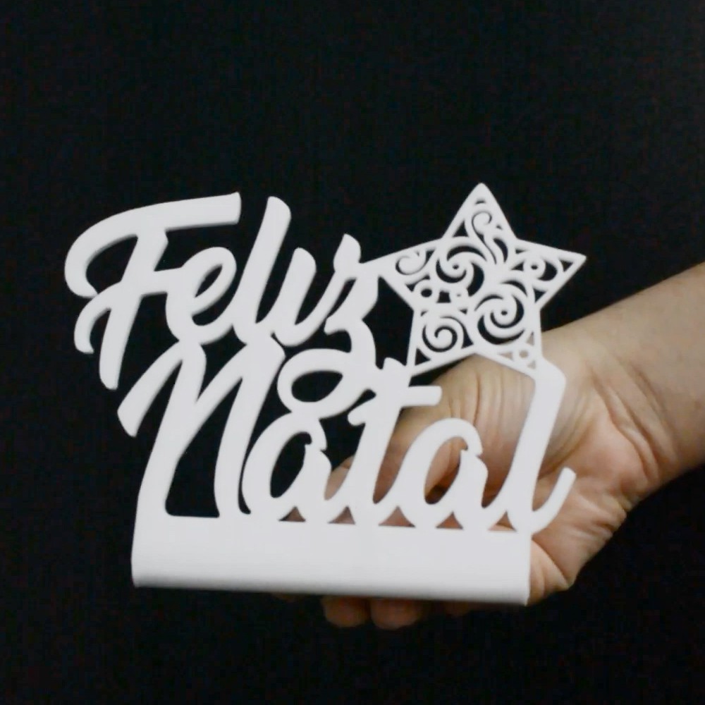 Enfeite Feliz Natal Palavra Decoração Mesa Posta Sala