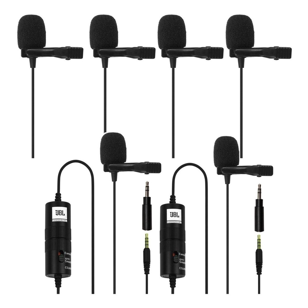 Kit 6 Microfones de Lapela JBL CSLM20B Bateria - Preto