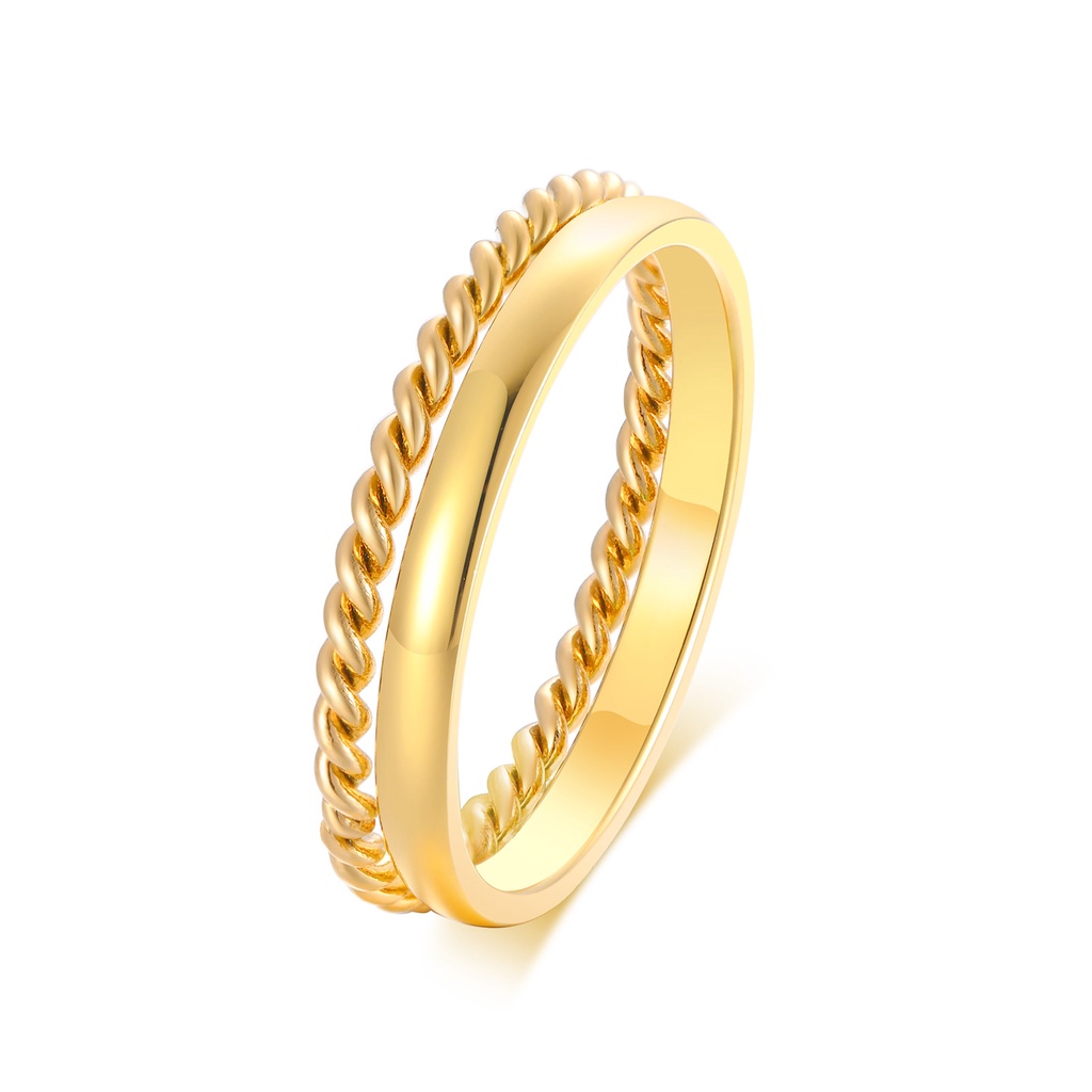 Conjunto De Anéis Femininos Simples E Elegante Aço Inoxidável 2pçs Vnox - Fashion Accessories