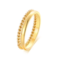 Conjunto De Anéis Femininos Simples E Elegante Aço Inoxidável 2pçs Vnox