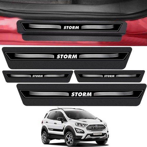 Kit 8 Peças Adesivo Soleira Porta Ecosport Storm 2019- Preto