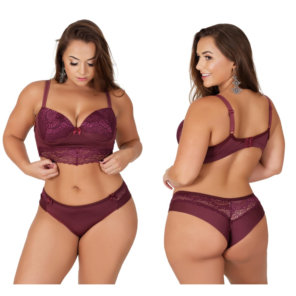 Conjunto Plus Size Lingerie Cropped Sensual Nicole Shopee Brasil 9266