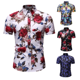 Camisa Florida Havaiana De Manga Curta Camisa Social Floral Masculina Camisetas De Praia Casual Slim Fit Plus Size