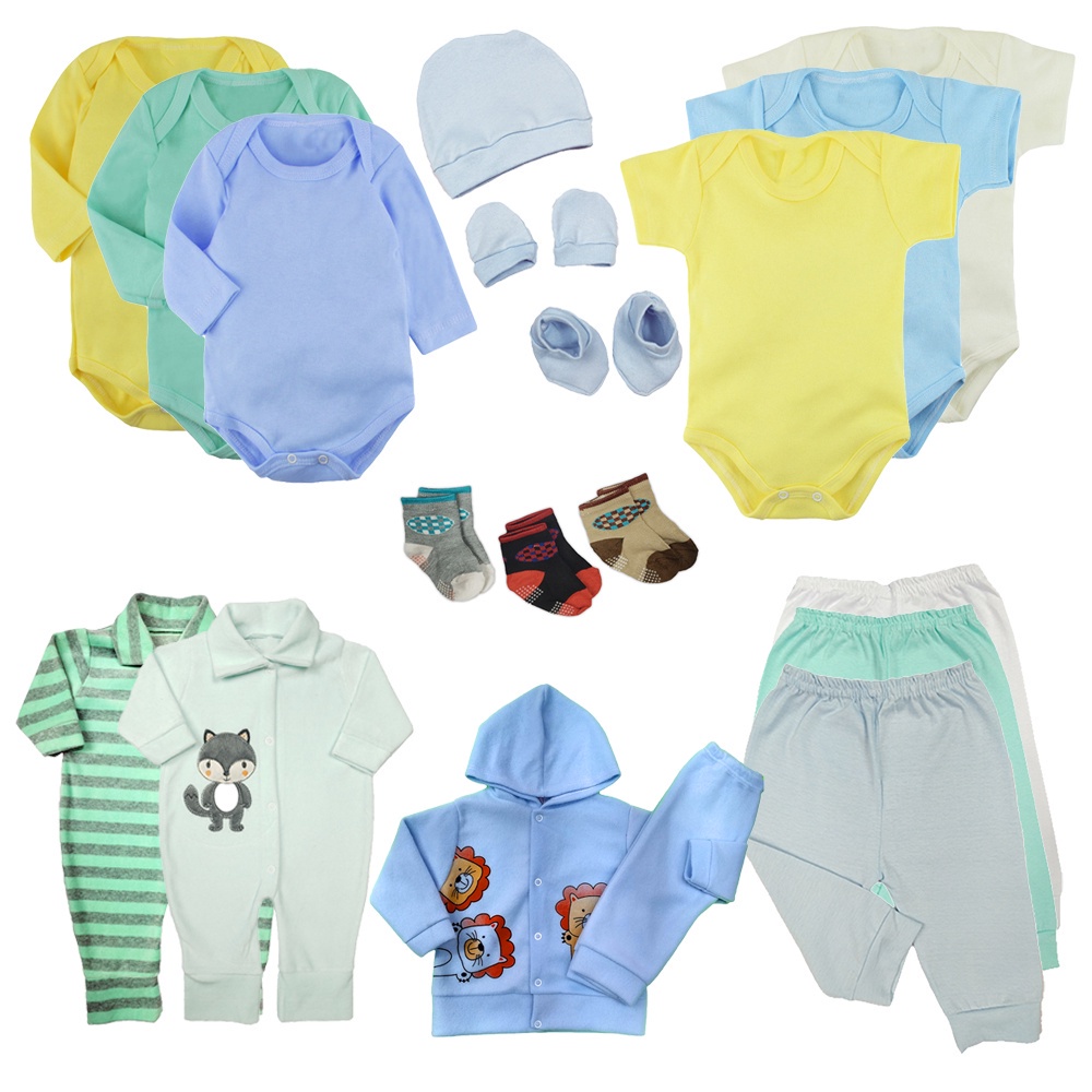 Kit Roupas de Bebê 19 Peças Enxoval Completo Menino e Menina