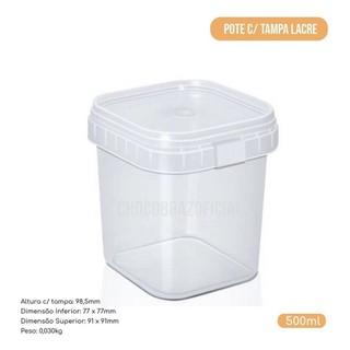 10 pote com lacre 500 ml bolo no pote quadrado ( chocobraz ) em Oferta na Shopee
