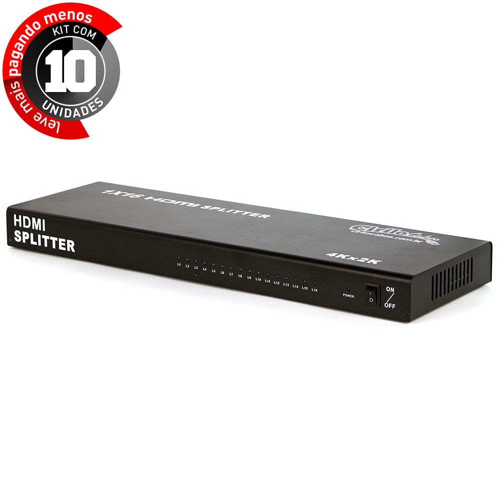 Kit Com 10 Splitter Distribuidor Hdmi 1x16 4k 2k 3d, Bivolt