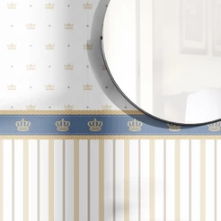 Papel de Parede Adesivo Baby Listras com Coroa