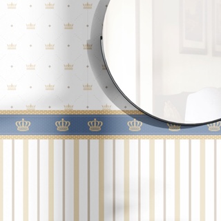Papel de Parede Adesivo Baby Listras com Coroa em Oferta na Shopee