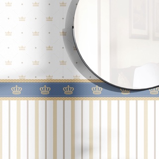 Papel de Parede Adesivo Baby Listras com Coroa