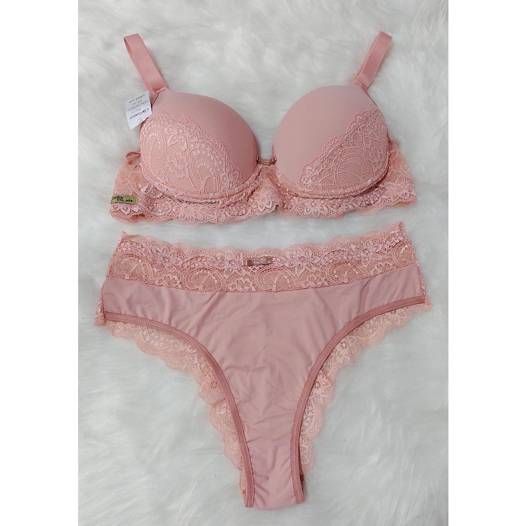 hot pink lace bra and panty set