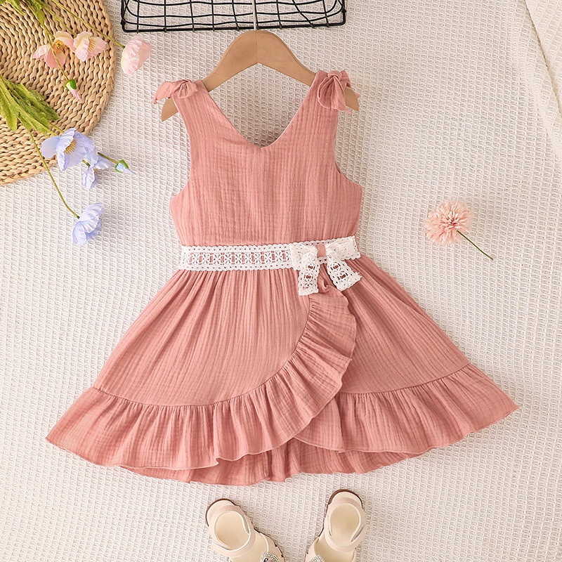 Vestido De Bebe Menina Criancas 4 7 Anos Moda Verao Sem Mangas Cor De Rosa Vestidos De Princesa Infantil Shopee Brasil