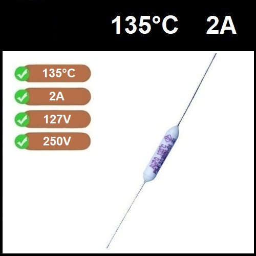 1 Fusível Térmico 2A 135C 135°C 135 Graus 250V