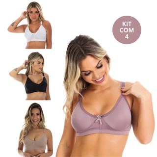 4 Sutiã Reforçado Alta Sustentação Alça larga PROMOÇÃO Sem Bojo Kit - Sutia Normal