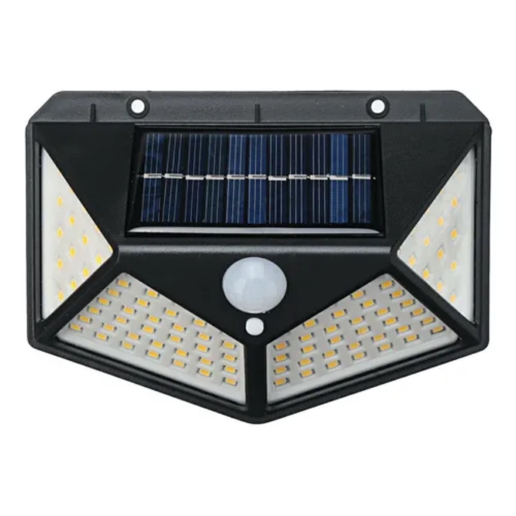 Luminaria Luz Solar 100 Leds Com Sensor De Presença Automático Á Prova